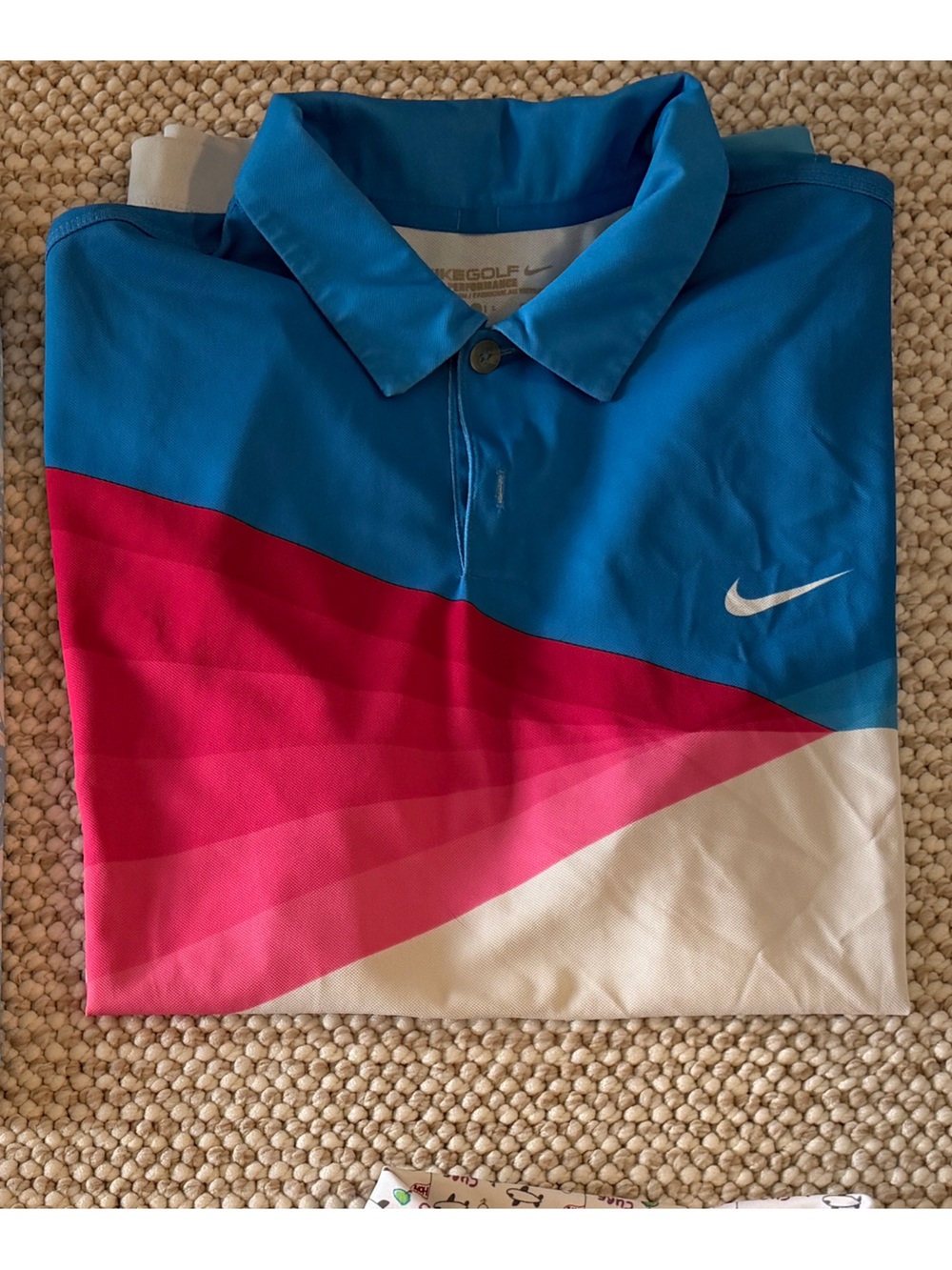 Nike Blue and Pink Colorblock Golf Polo